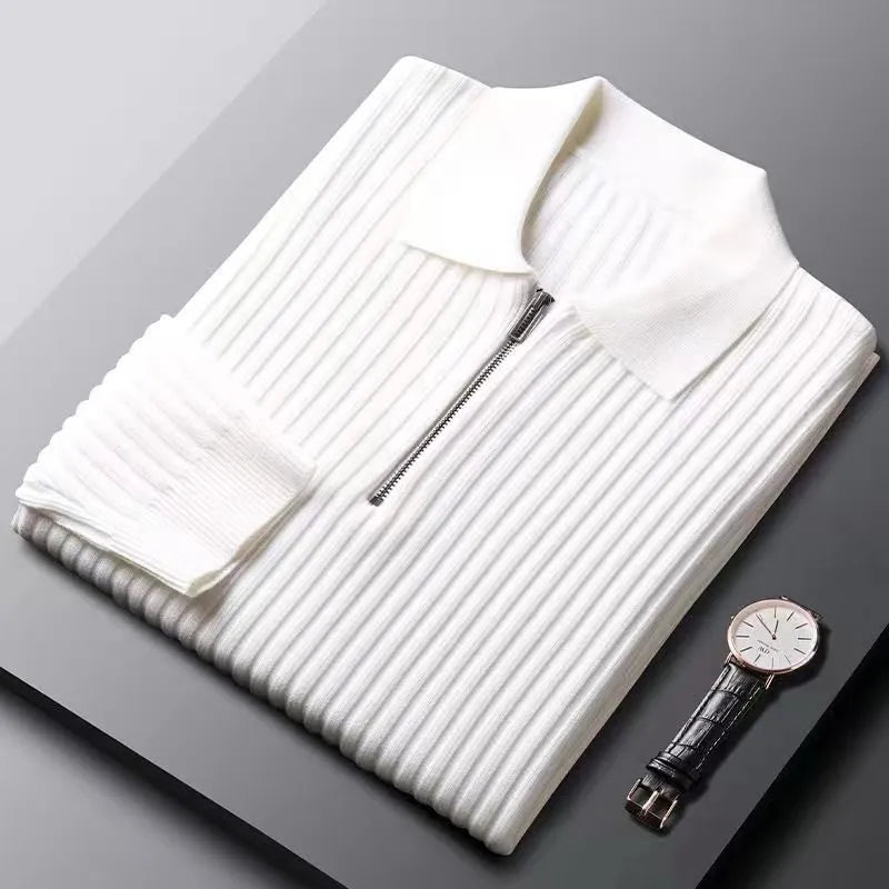 Men's Merino Polo Sweater with Zipper - Ethan