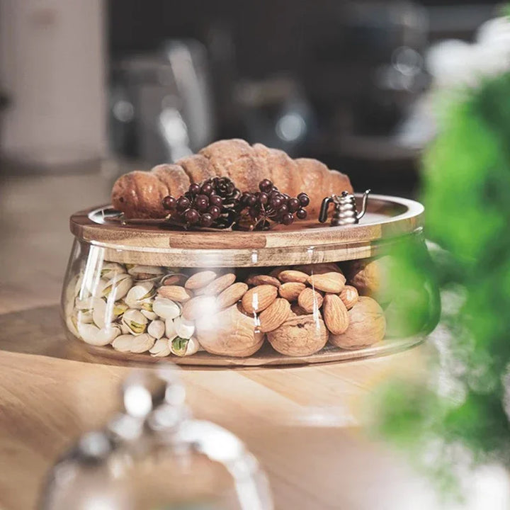 Glass bowl with wooden lid - NatureLux