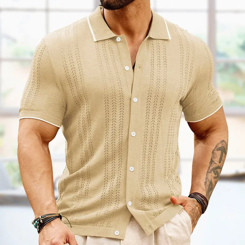 Breathable & Classic Cotton Knit Polo Shirt for Men – Leano