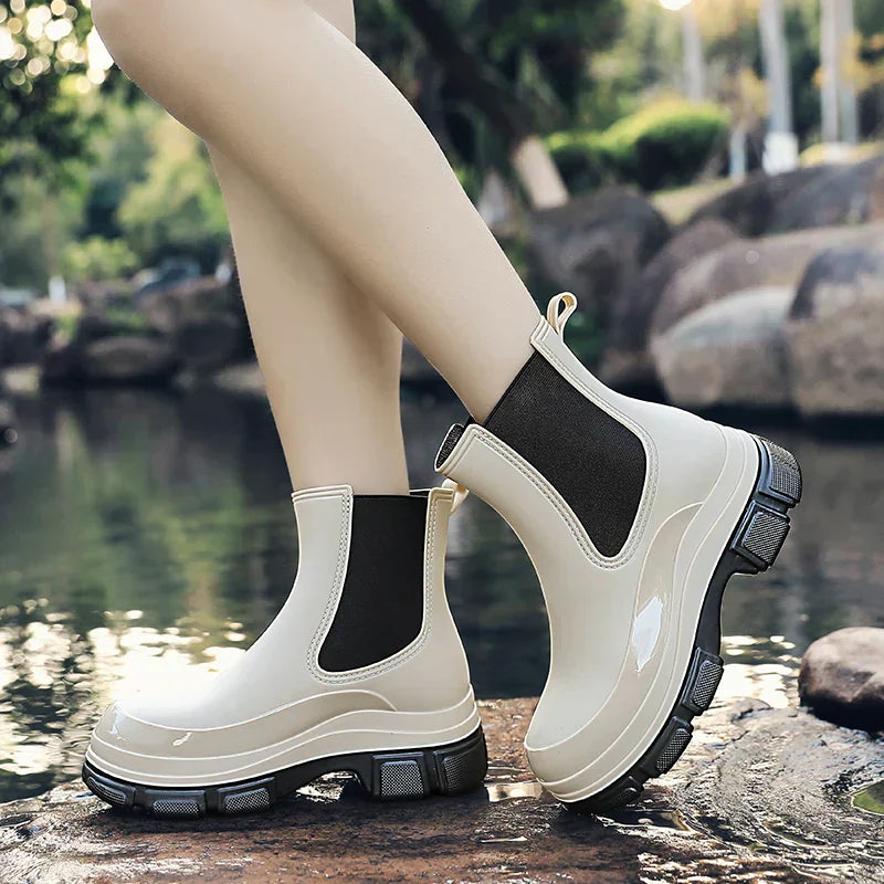 Women's Chelsea Rain Boots with Chunky Platform Sole – Elara