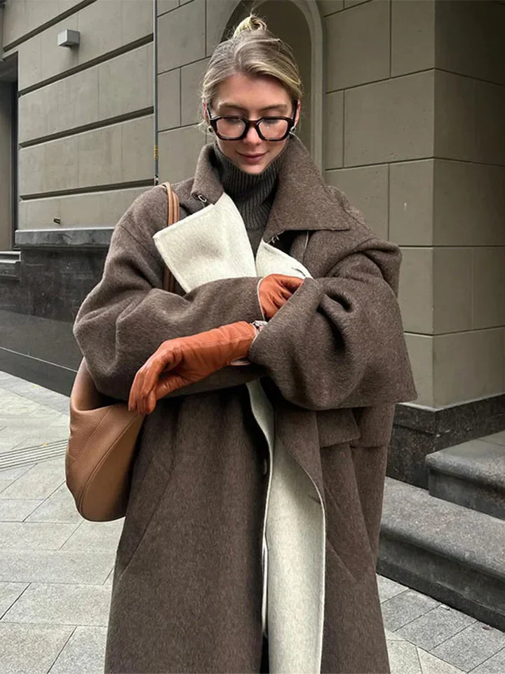 Stylish Long Wool Coat for Women - Ella