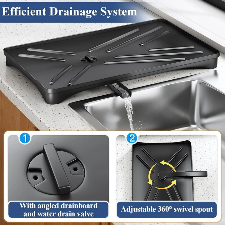 Dish Draining Rack with Drip Tray and Large Cutlery Holder – Nova