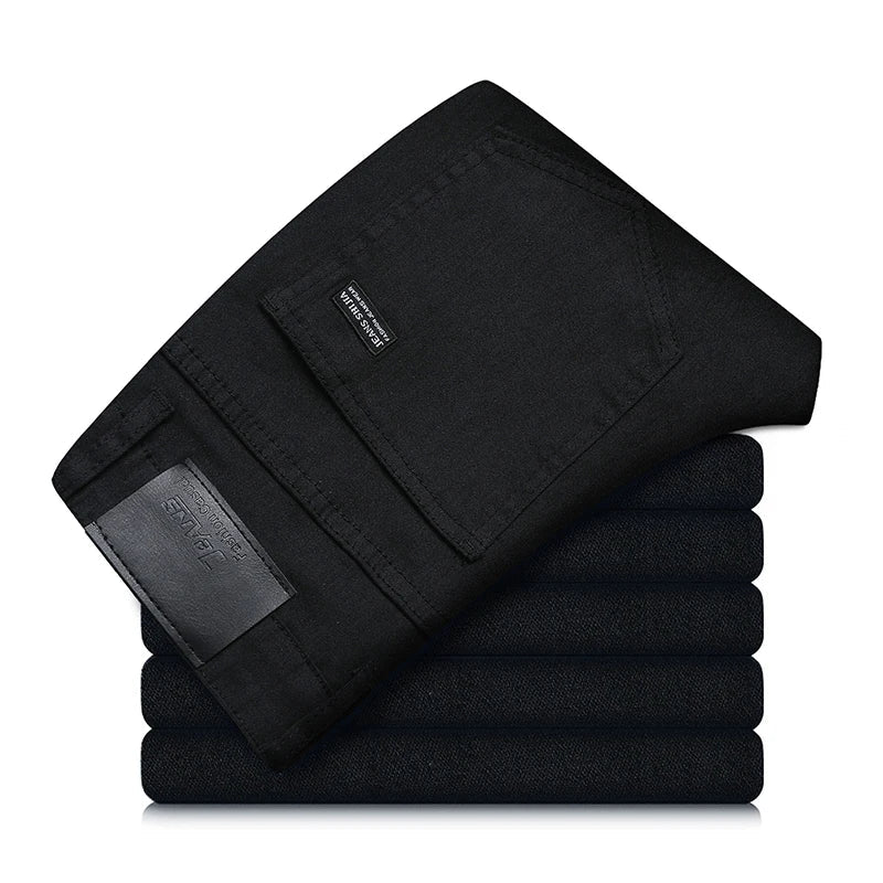 Herren Straight Fit Jeans in Schwarz mit Stretch – Milan