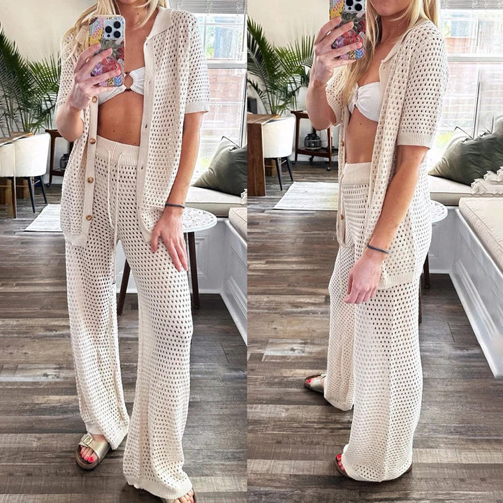 Luftiges & Stylisches Sommer-Set mit Cut-Outs und langer Hose für Damen – Liora