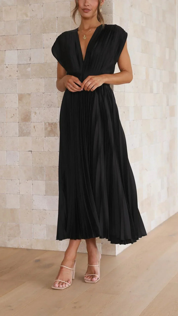 Vestido moderno con escote en V y cierre de lazo - Isabella