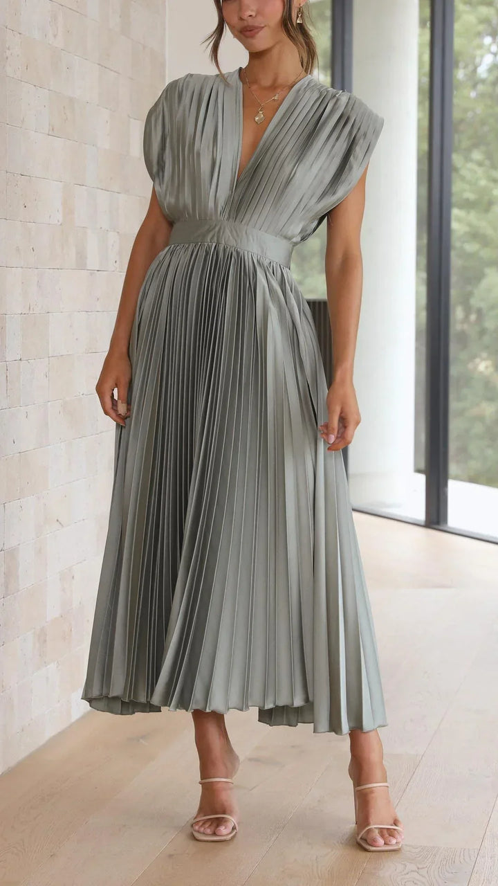 Vestido moderno con escote en V y cierre de lazo - Isabella