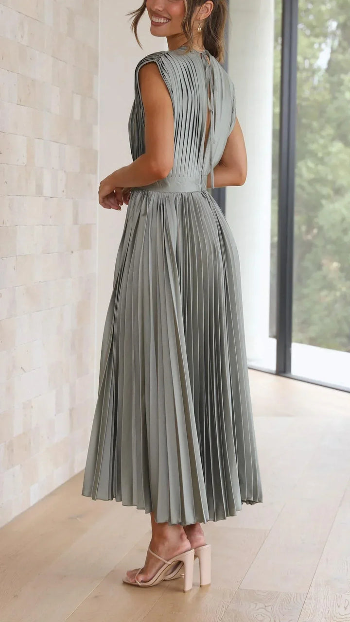 Vestido moderno con escote en V y cierre de lazo - Isabella