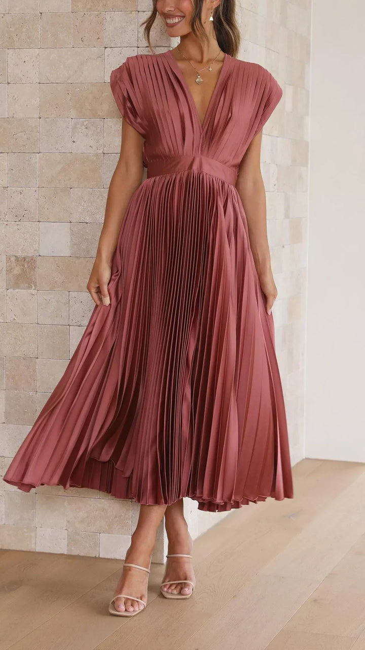 Vestido moderno con escote en V y cierre de lazo - Isabella