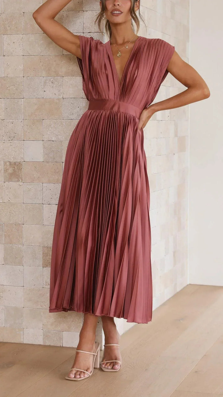 Vestido moderno con escote en V y cierre de lazo - Isabella
