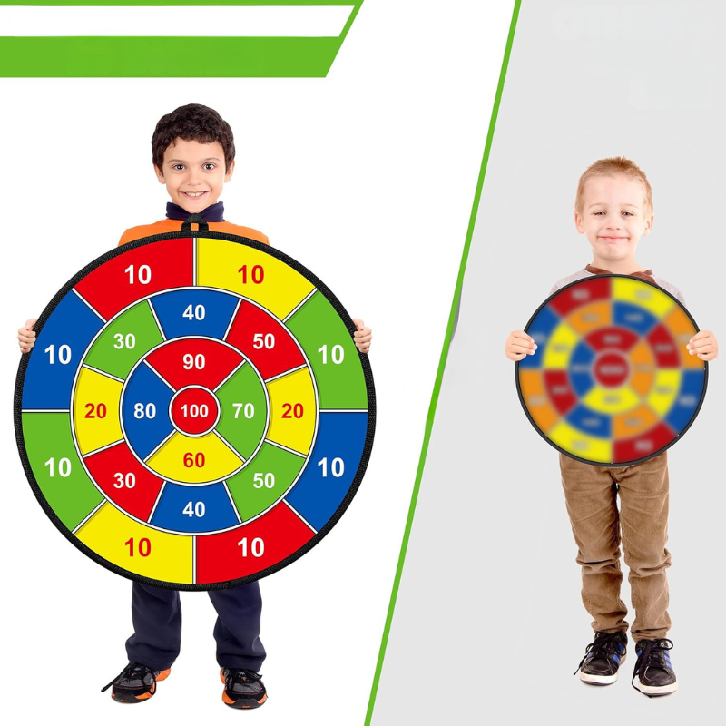 Stort dartbrett for barn med klebeballer og dartpiler – PlayTarget