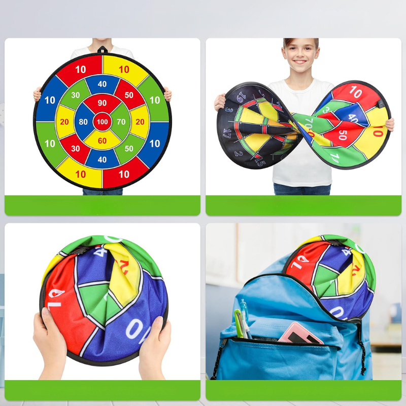 Stort dartbrett for barn med klebeballer og dartpiler – PlayTarget