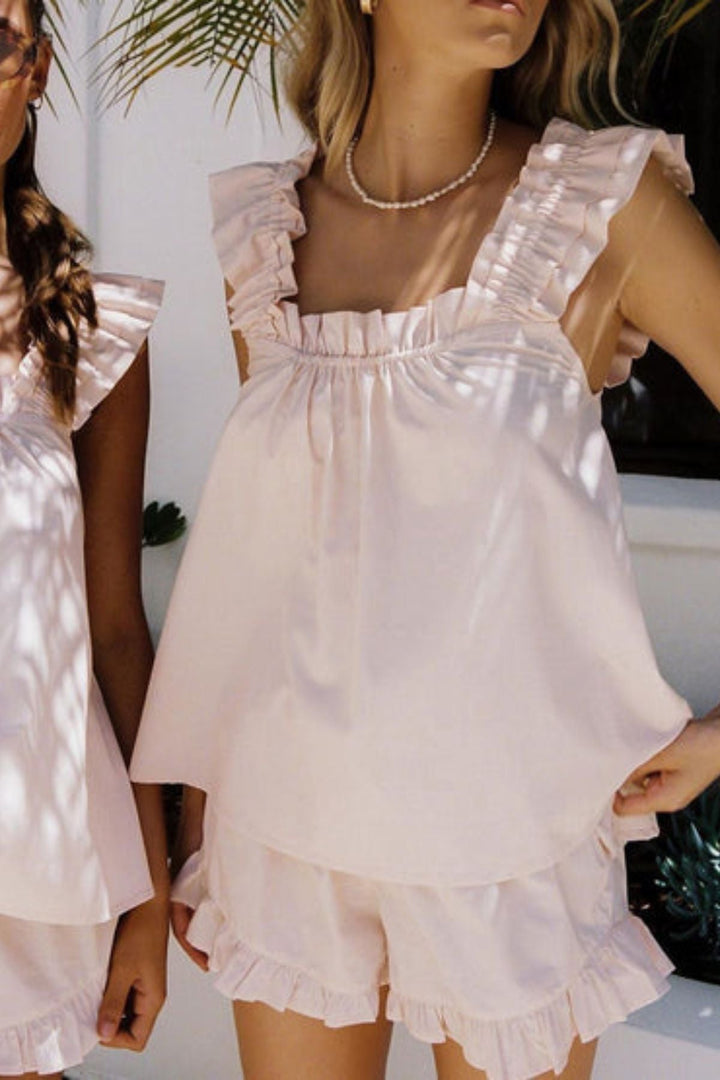 Zweiteiliges Rüschen-Pyjama Set für den Sommer – Nia