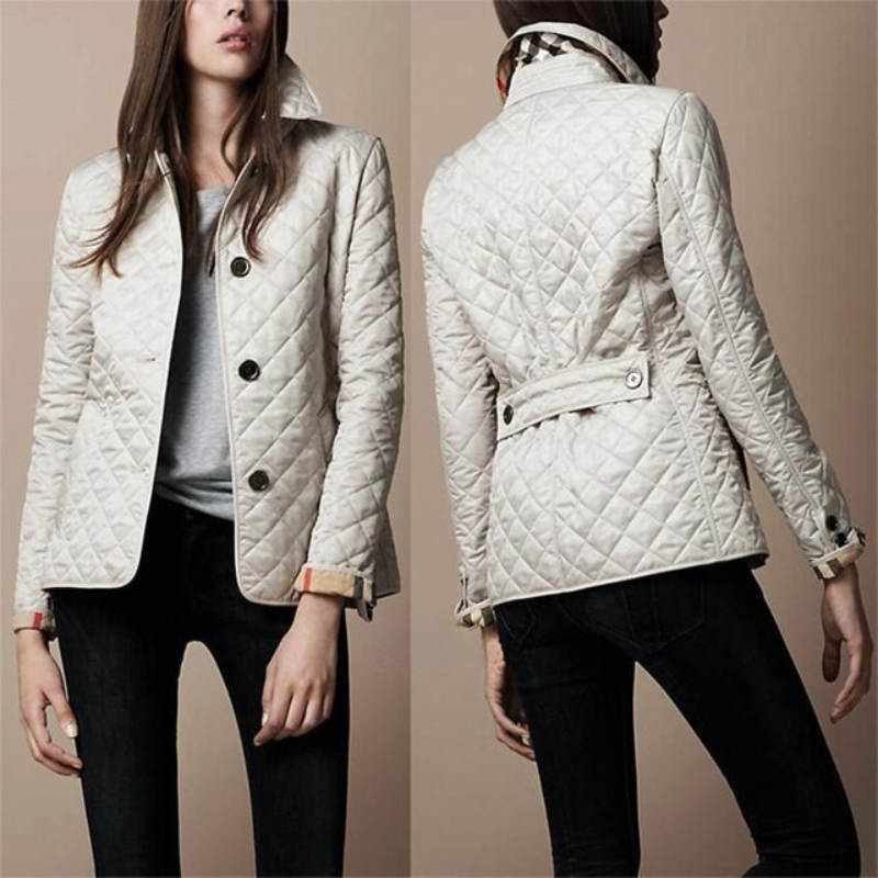 Chaqueta de entretiempo acolchada para mujer con cierre de botones – Armina