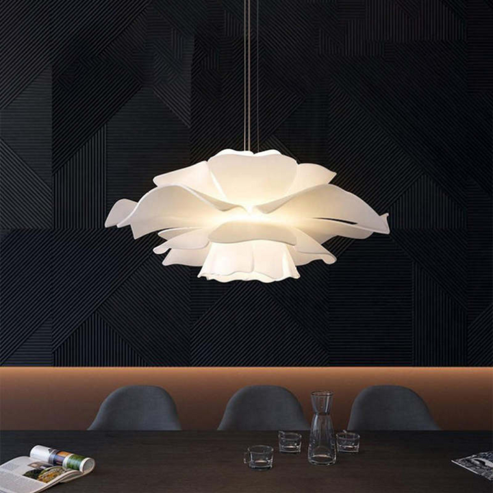 Design Hanging Lamp Flower White Metal - Sophia
