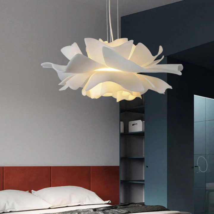 Design Hanging Lamp Flower White Metal - Sophia