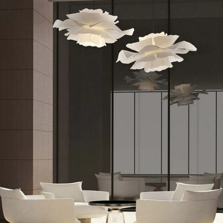 Design Hanging Lamp Flower White Metal - Sophia
