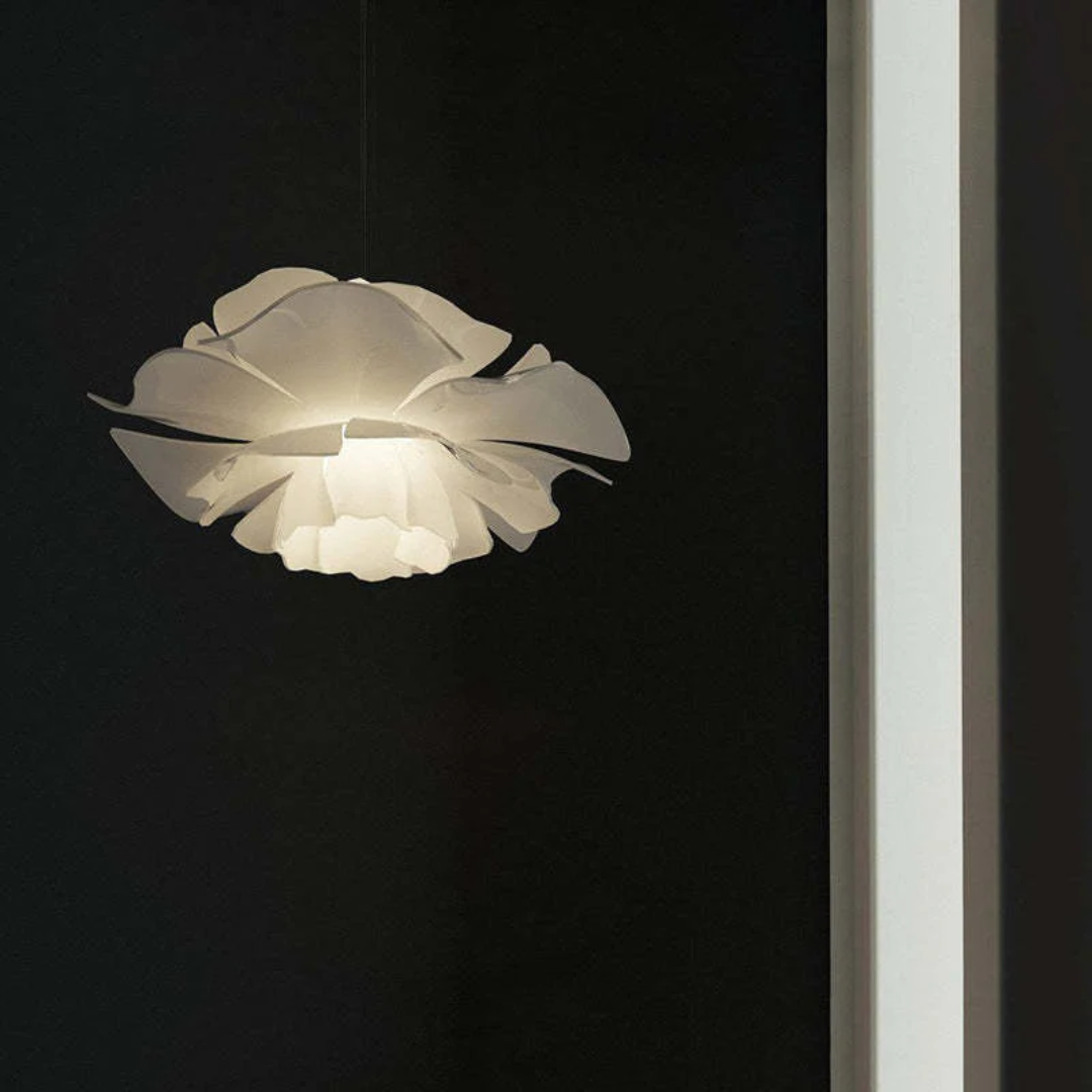 Design Hanging Lamp Flower White Metal - Sophia