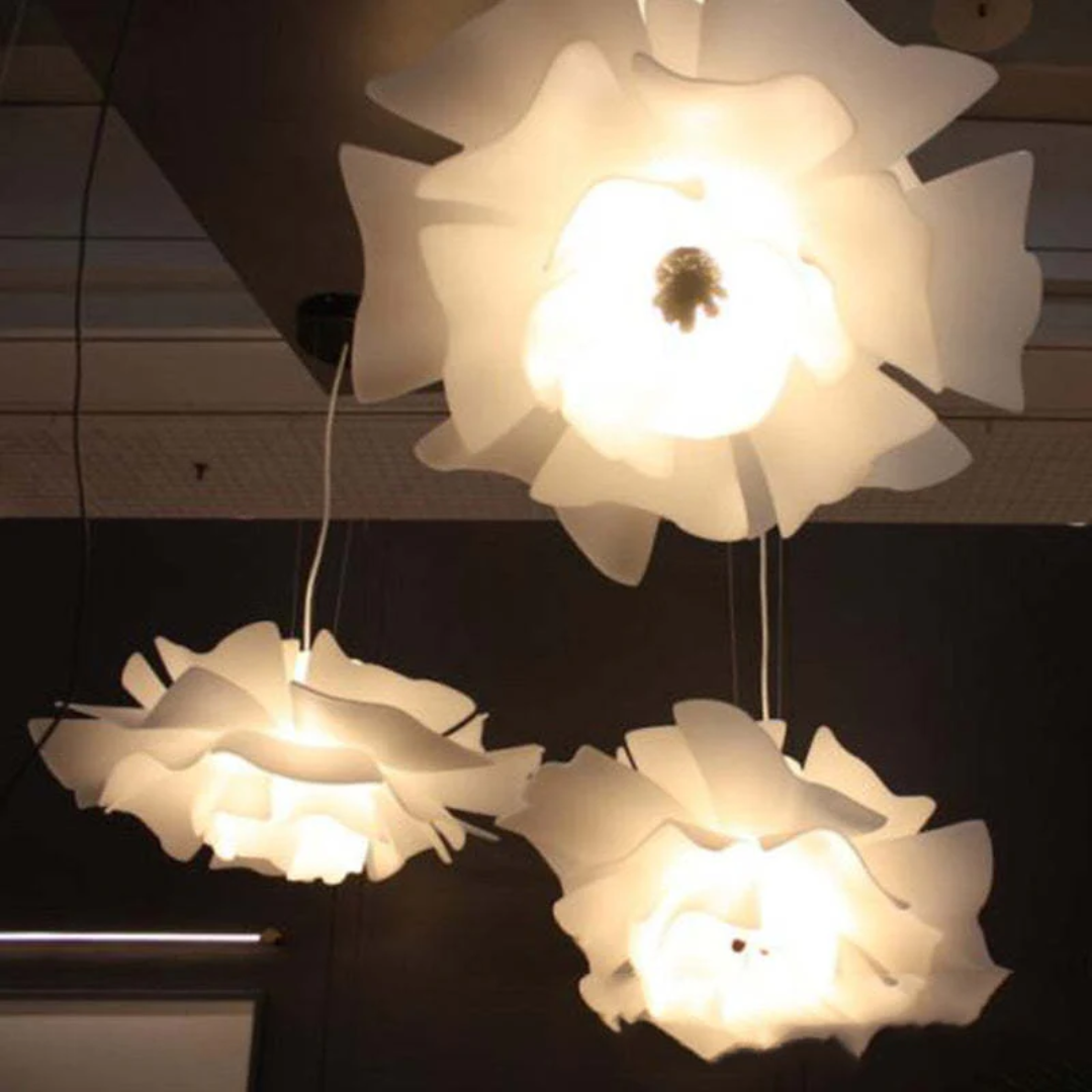 Design Hanging Lamp Flower White Metal - Sophia