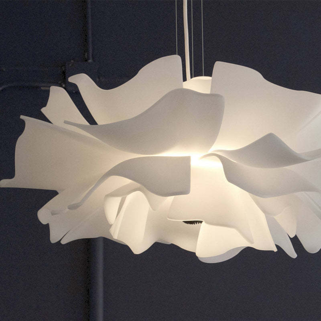 Design Hanging Lamp Flower White Metal - Sophia