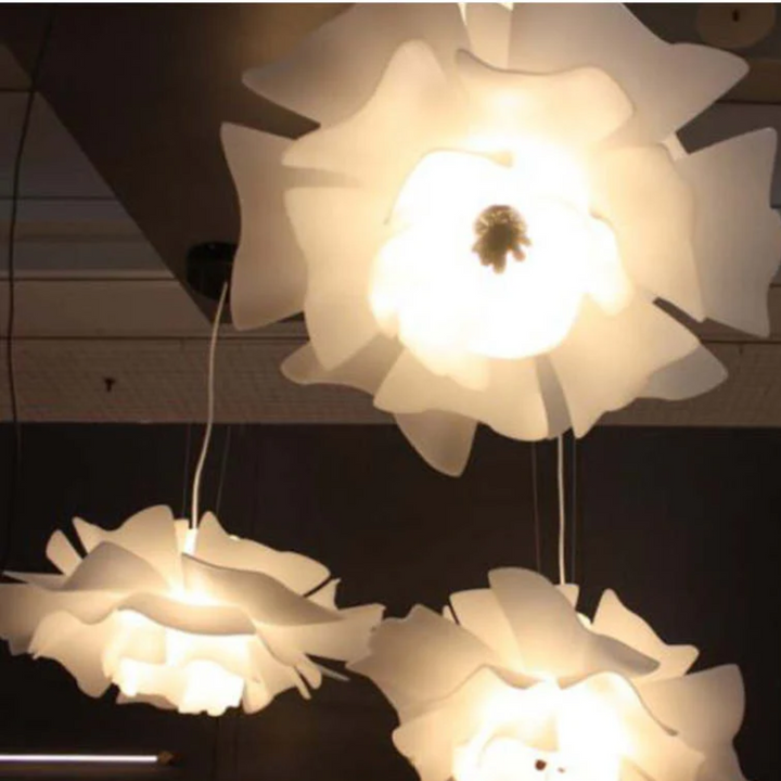 Design Hanging Lamp Flower White Metal - Sophia