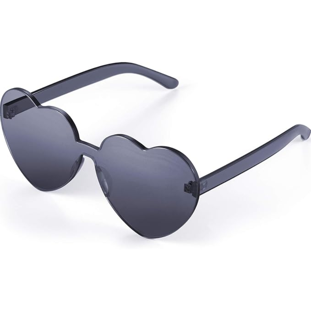 Trendige Herz-Sonnenbrille ohne Rahmen in Transparent-Optik - HerzBlitz