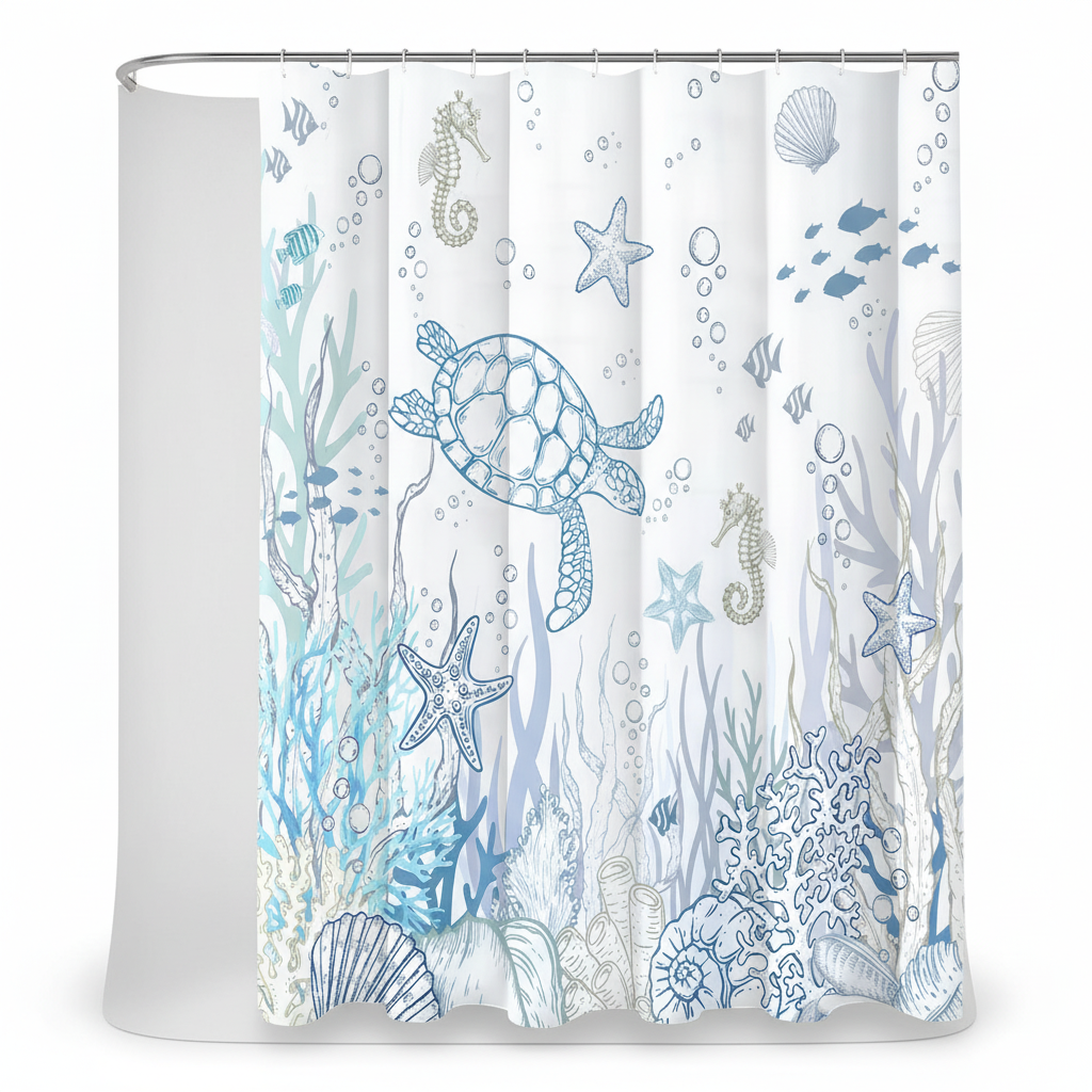 Wasserdichter Duschvorhang Polyester - TurtleGlide