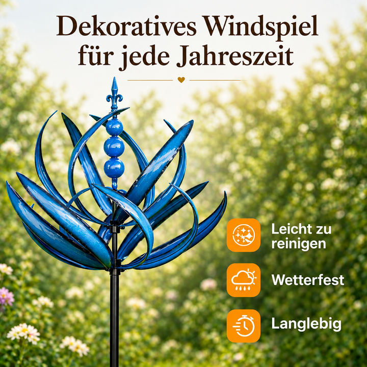 Weathervane Metal Lotus Wind Spinner - Rust-Resistant Garden Decor 3