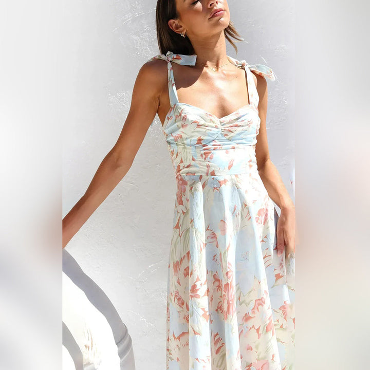 Blomster midi-kjole i let stof – Alina