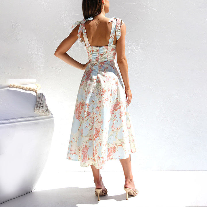 Blomster midi-kjole i let stof – Alina