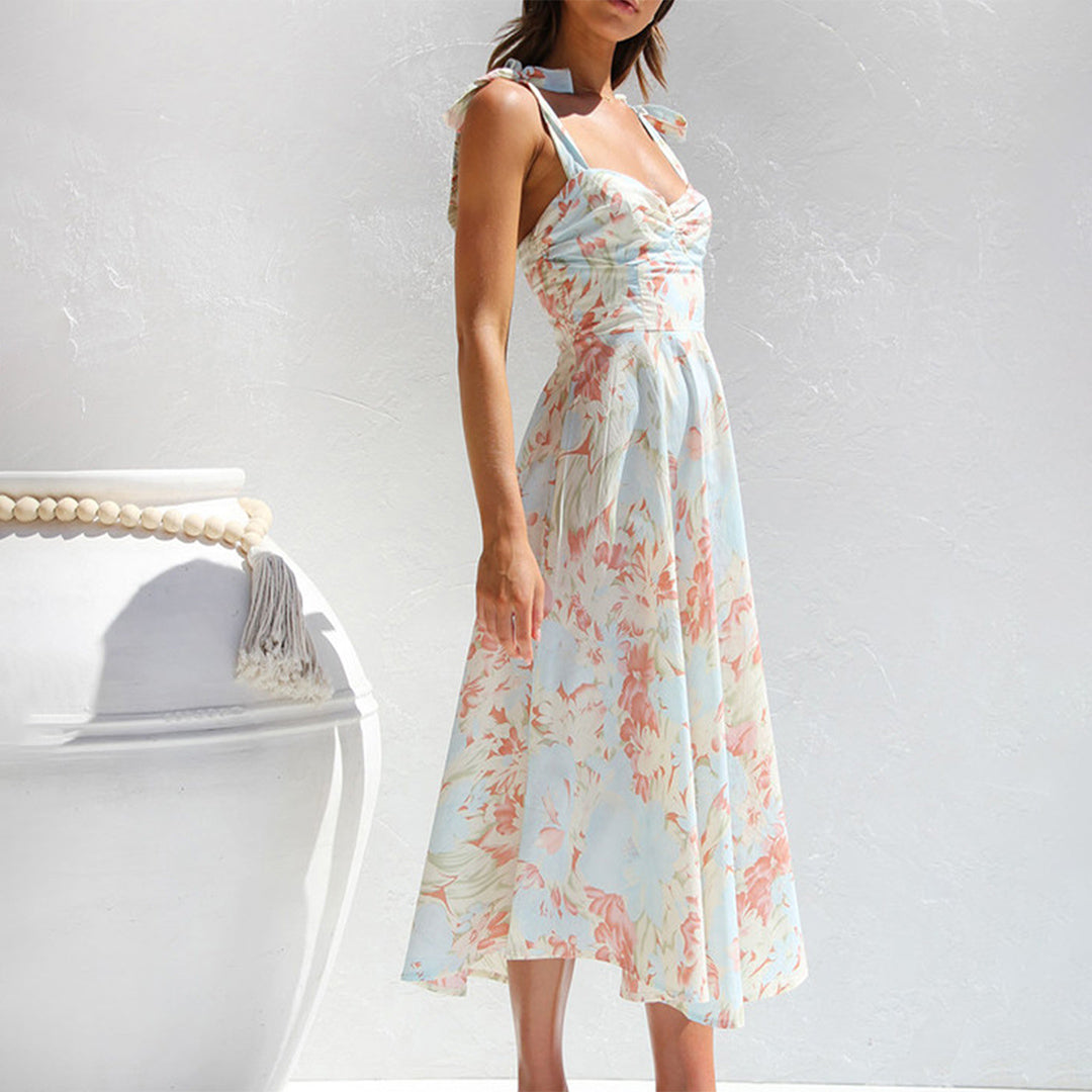 Blomster midi-kjole i let stof – Alina
