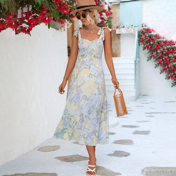 Blomster midi-kjole i let stof – Alina