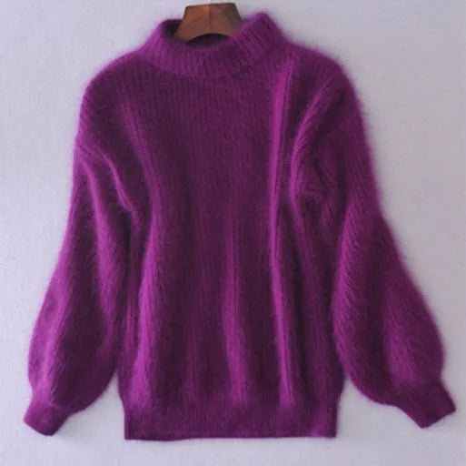Suéter de punto casual de angora para mujer - Livia