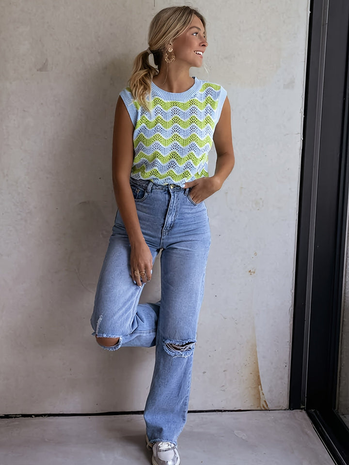 Trendy summer top in knit look - KnitGlow