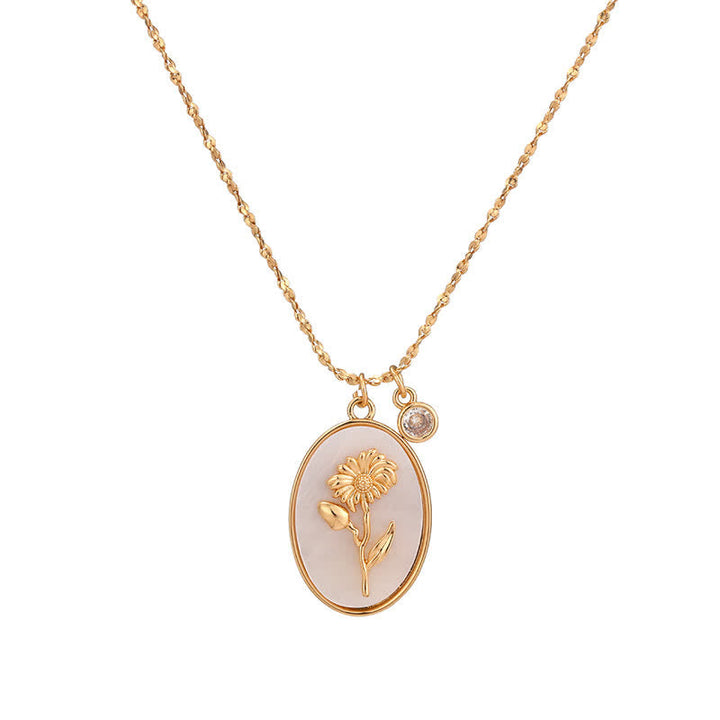Birthstone and Birth Flower Necklace – Aurora