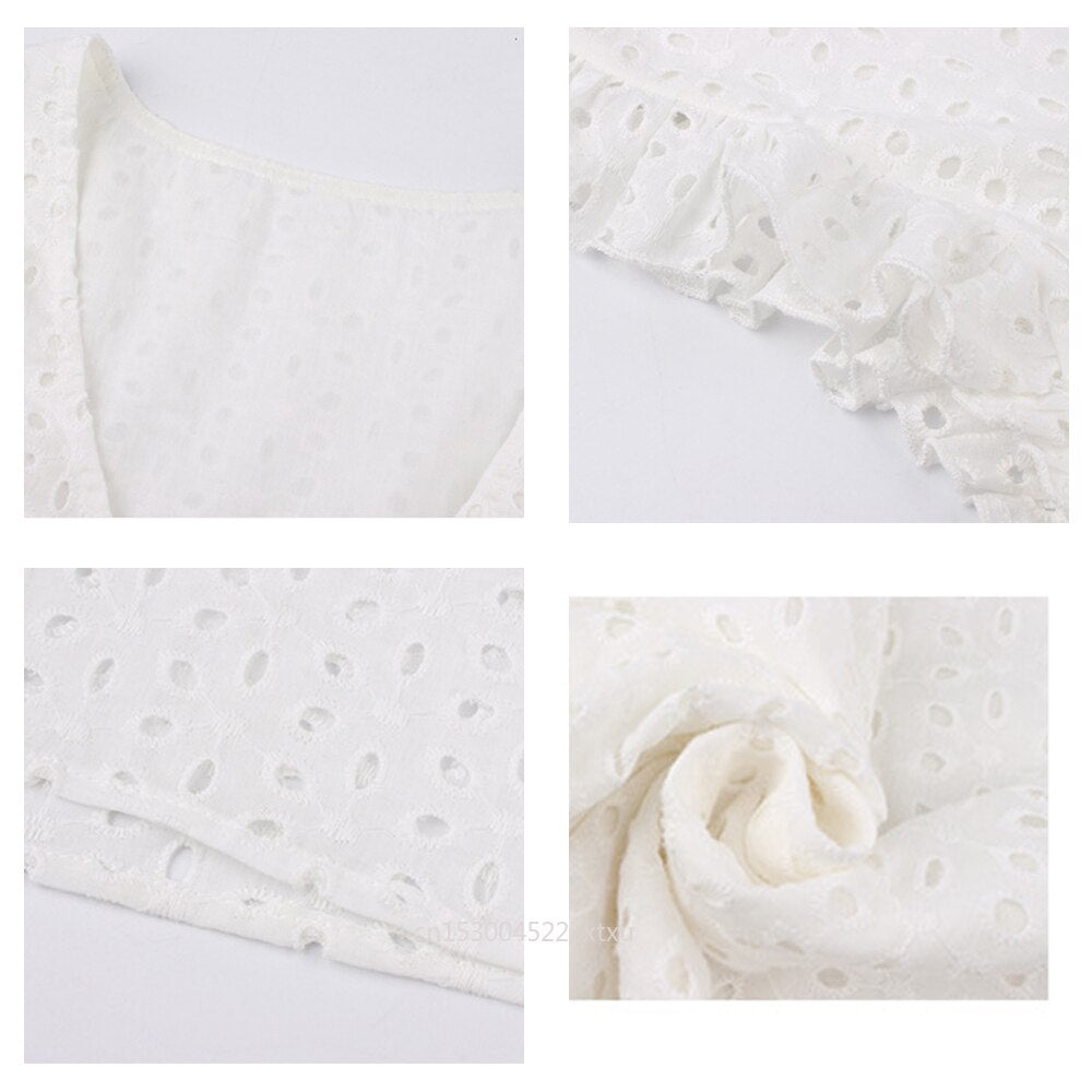 Trendy summer mini dress with ruffle sleeves – Elina