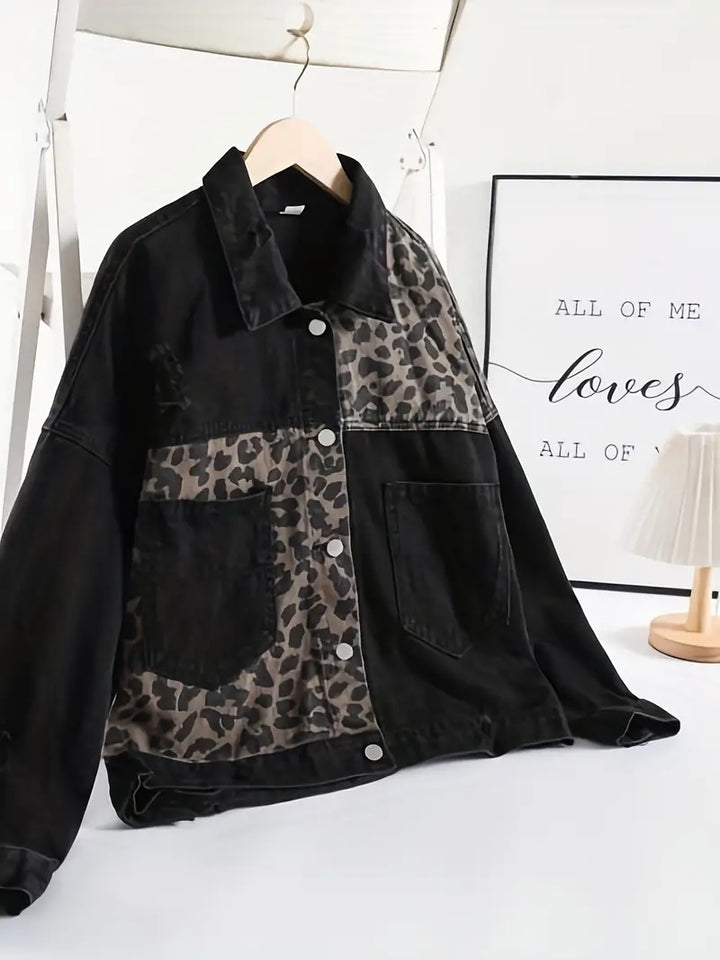 Vildt Chic Leopardmønstret Denimjakke – Leona