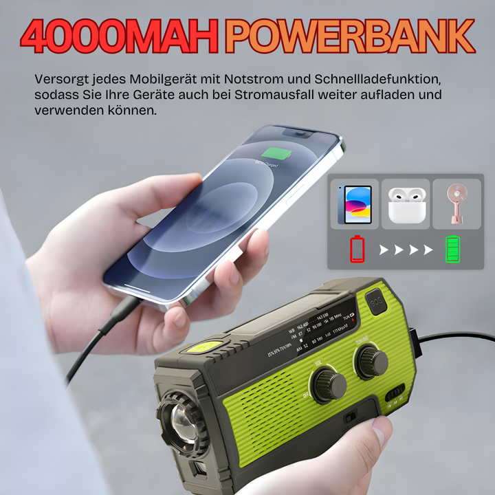 Tragbares Notfallradio mit Solarenergie - PowerWave