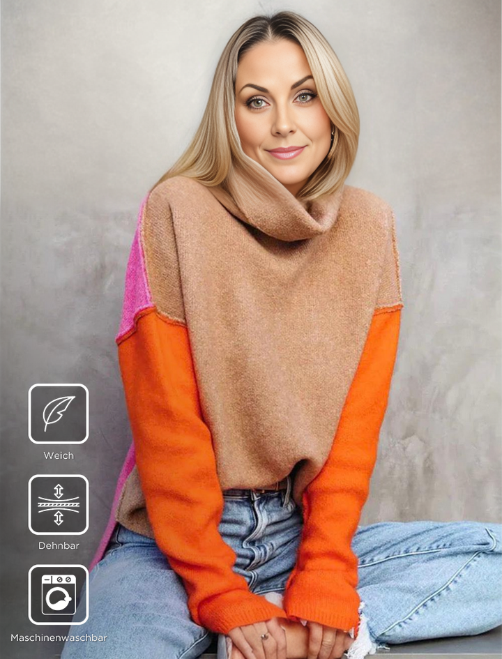 Impressive Color Block Knit Sweater - AutumnVibe