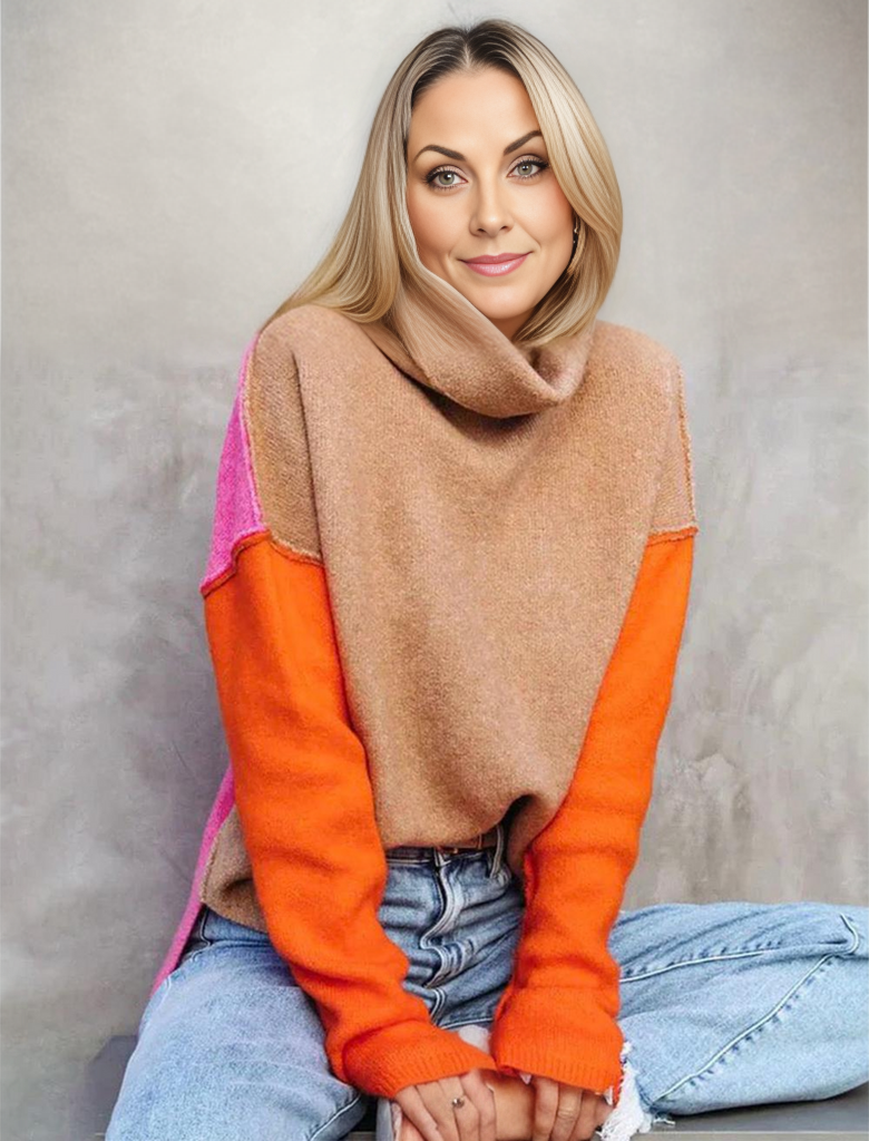 Impressive Color Block Knit Sweater - AutumnVibe