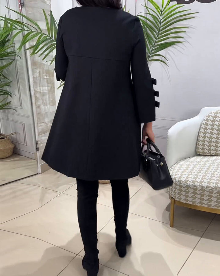 Casual Black Dress with Long Sleeves - Nora