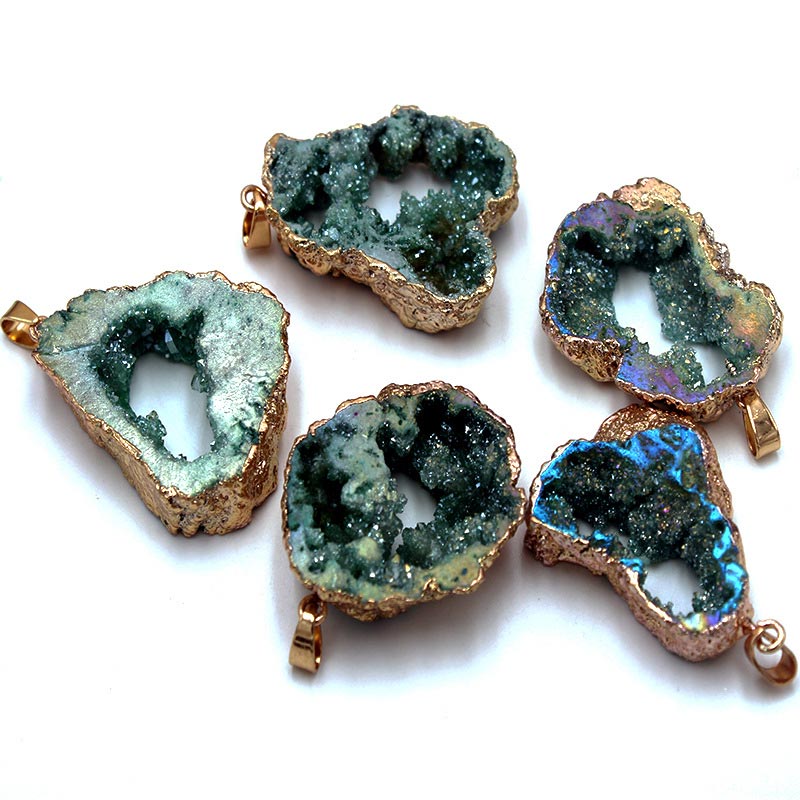 Naturlig krystall-geode anheng – Gaia