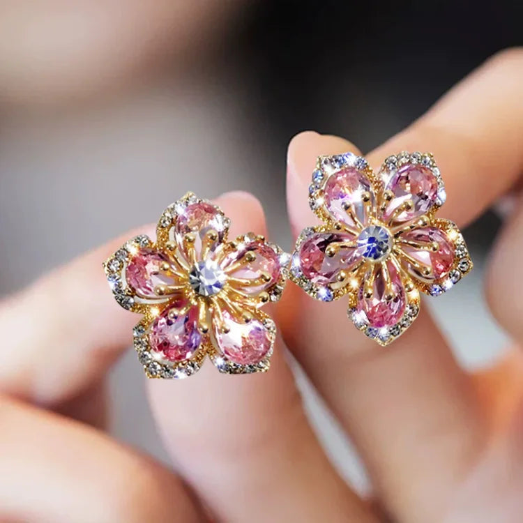 Flower-shaped zirconia earrings – Flora