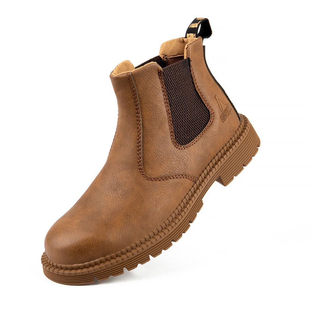Brauner Chelsea-Boot aus Leder mit Gummisohle, ideal für Herrenmode und Outdoor-Aktivitäten.