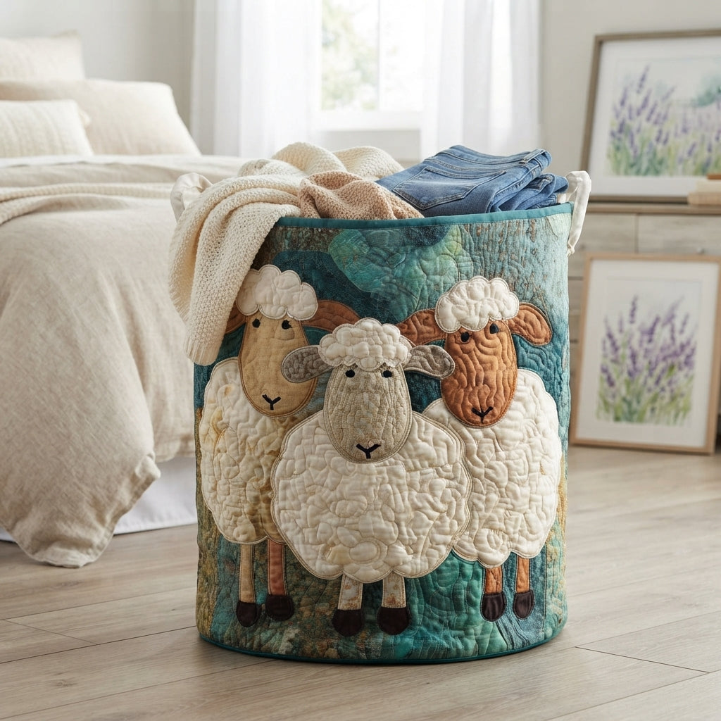 Der selbststehende Korb im Schlafzimmer neben dem Bett, gefüllt mit einer cremefarbenen Strickdecke und einer Jeans. 4