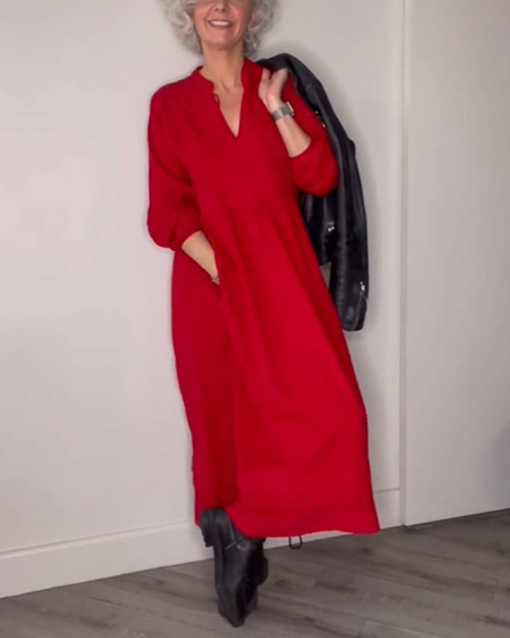 Klassisches Midi-Kleid mit V-Ausschnitt - Eleanor