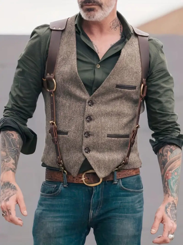 Men's Vintage V-Neck Reversible Vest - Nathan