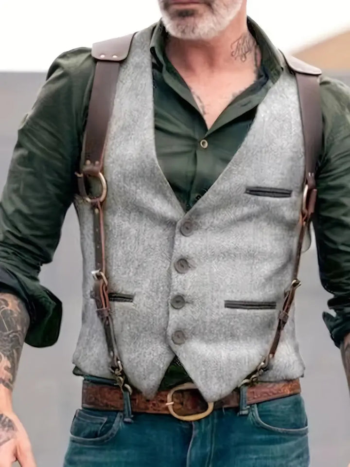 Men's Vintage V-Neck Reversible Vest - Nathan
