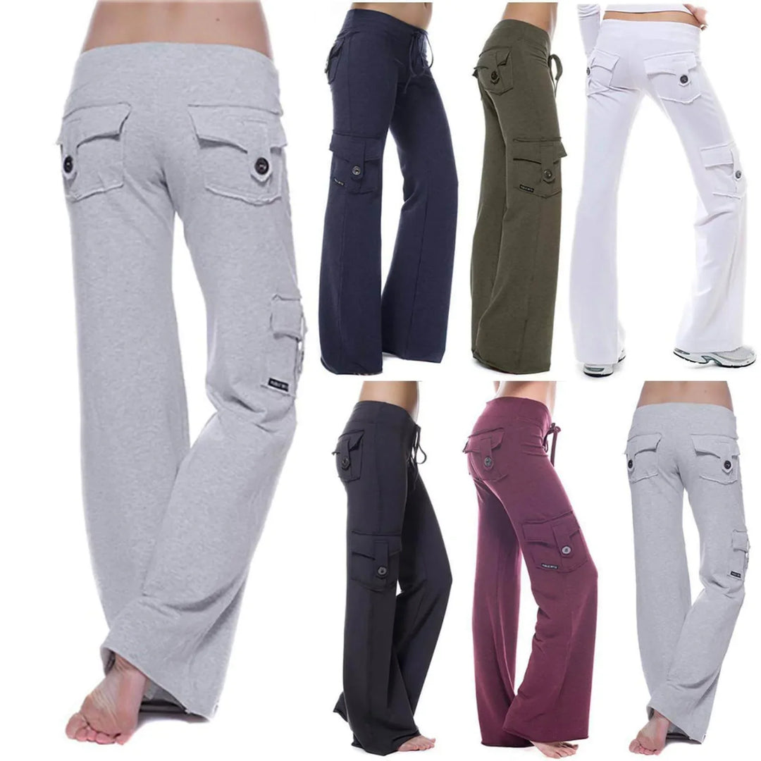 Women's Bootcut Cargo Pants with Pockets – Isabella