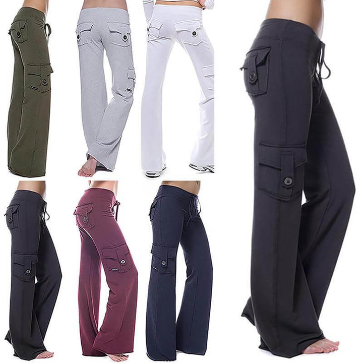 Women's Bootcut Cargo Pants with Pockets – Isabella