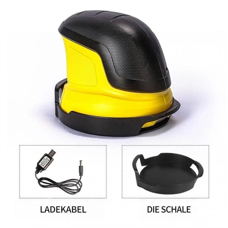 Eiskratzer auf schwarzer Schale, darunter das USB-Ladekabel und die einzeln gezeigte Ablageschale 6
